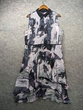 Simply Vera Vera Wang Dress Womens XL Gray Pink Ruffle Asymmetric Hem