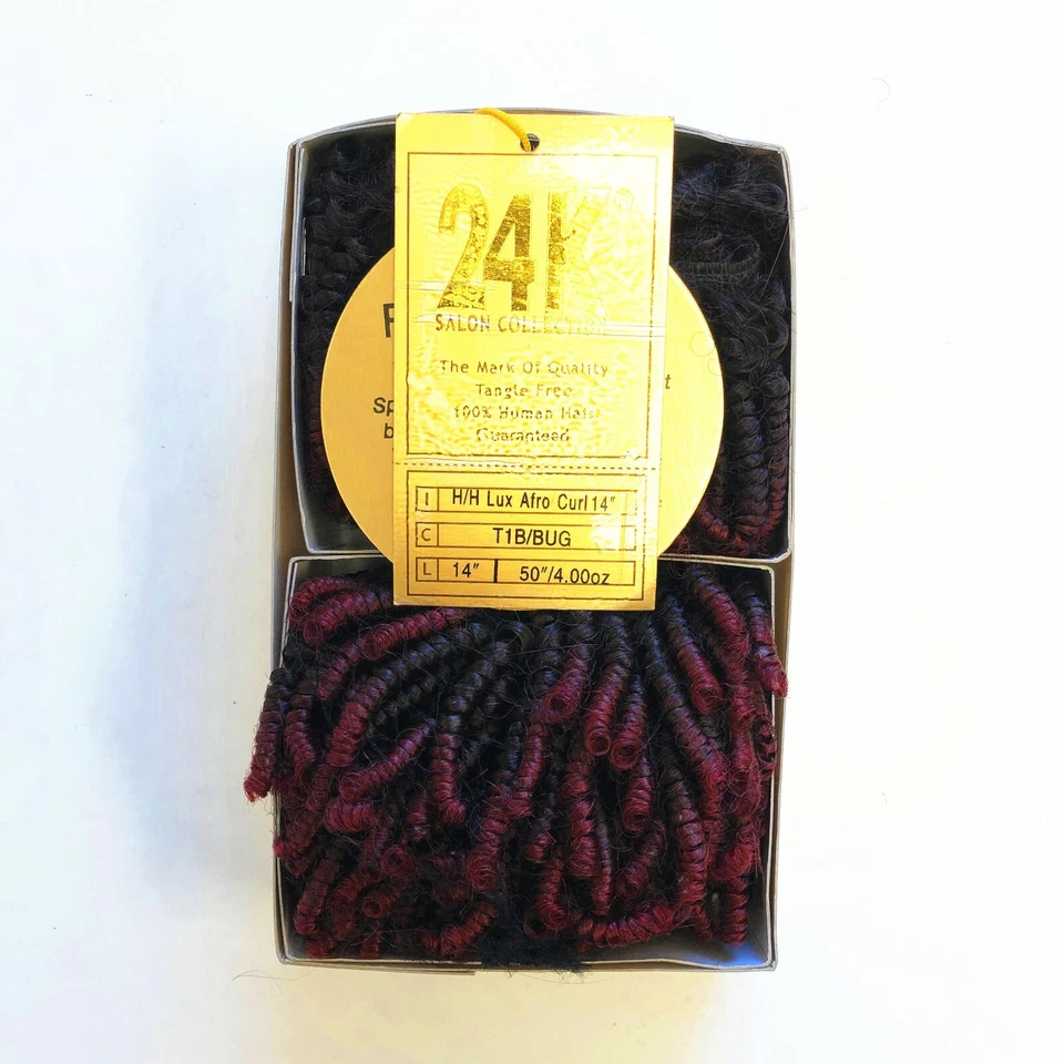 24K Collection Afro Curl плетение 14 дюймов 100% человеческие волосы 2 унц. *2 шт. не запутываются - Изображение 4 из 4