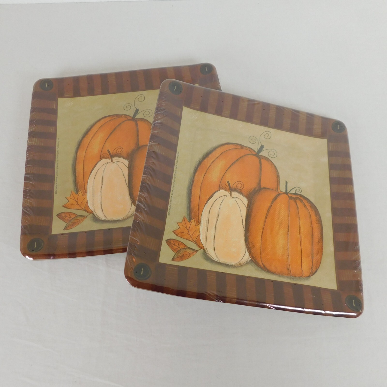 Square Fall Plate 2 Fall Autumn Halloween Pumpkin Square Dinner Plates Sealed 10 Count Ea ...