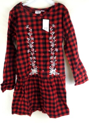 GAP KIDS  Embroidered Plaid Dress Reg. XS.  (#374571)   NWTags