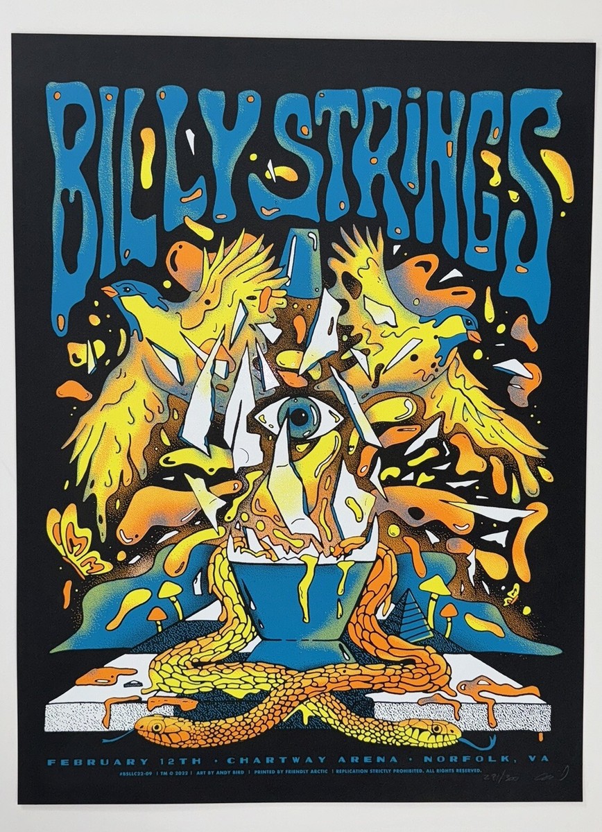 Billy Strings Poster Chartway Arena Norfolk VA 22 S/N Silkscreen X