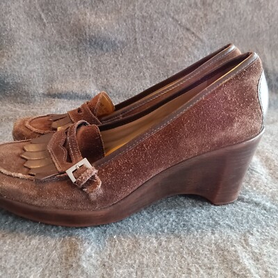 brown wedge dress shoes Gucci Women's Designer Shoes Brown Suede Wedge Heel 163342 (GGW1548)   Dellamoda