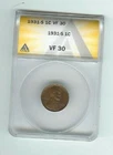 1931 S Lincoln Wheat Cent Very Fine 30 Brown Certified By anacs