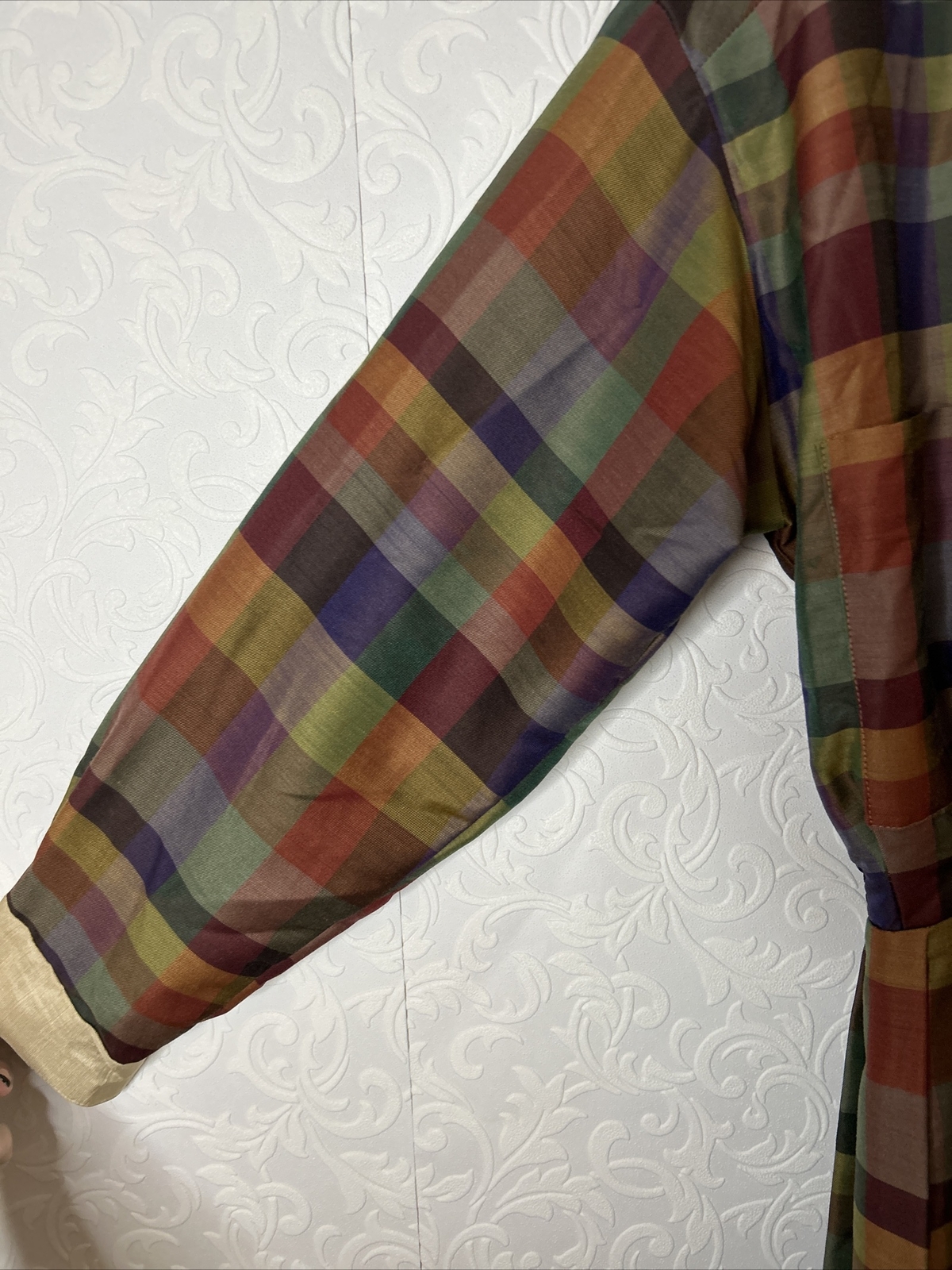 Vintage Green Gingham Button Down Collared Lined … - image 8