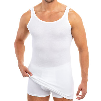 HERMKO 3007 Herren Achselhemd extralang long Tank Top Bio-Baumwolle Feinripp 
