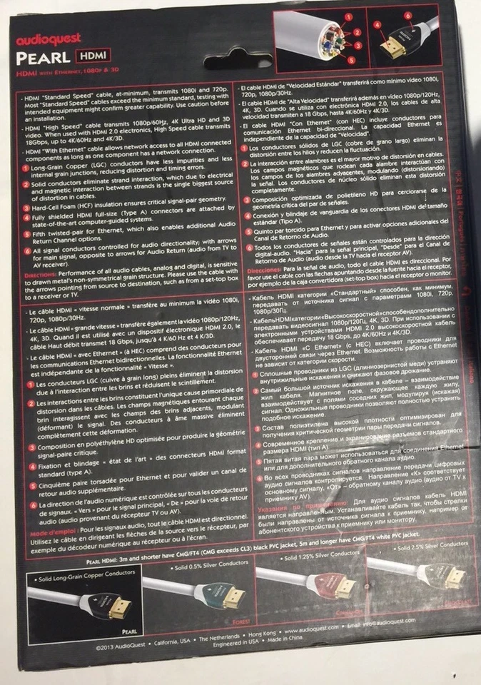 AudioQuest Pearl 16m (52.49 ft.) PVC HDMI AV Cable w/ Ethernet -Open Box - White - Image 2 of 3