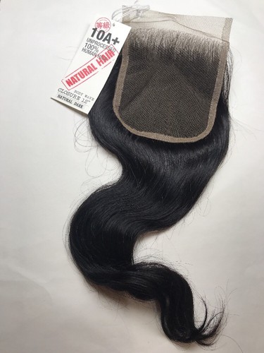 10A+_100% Human Brazilian Virgin Remy Body Wave_Closure_12"_#NATURAL DARK - Picture 2 of 3