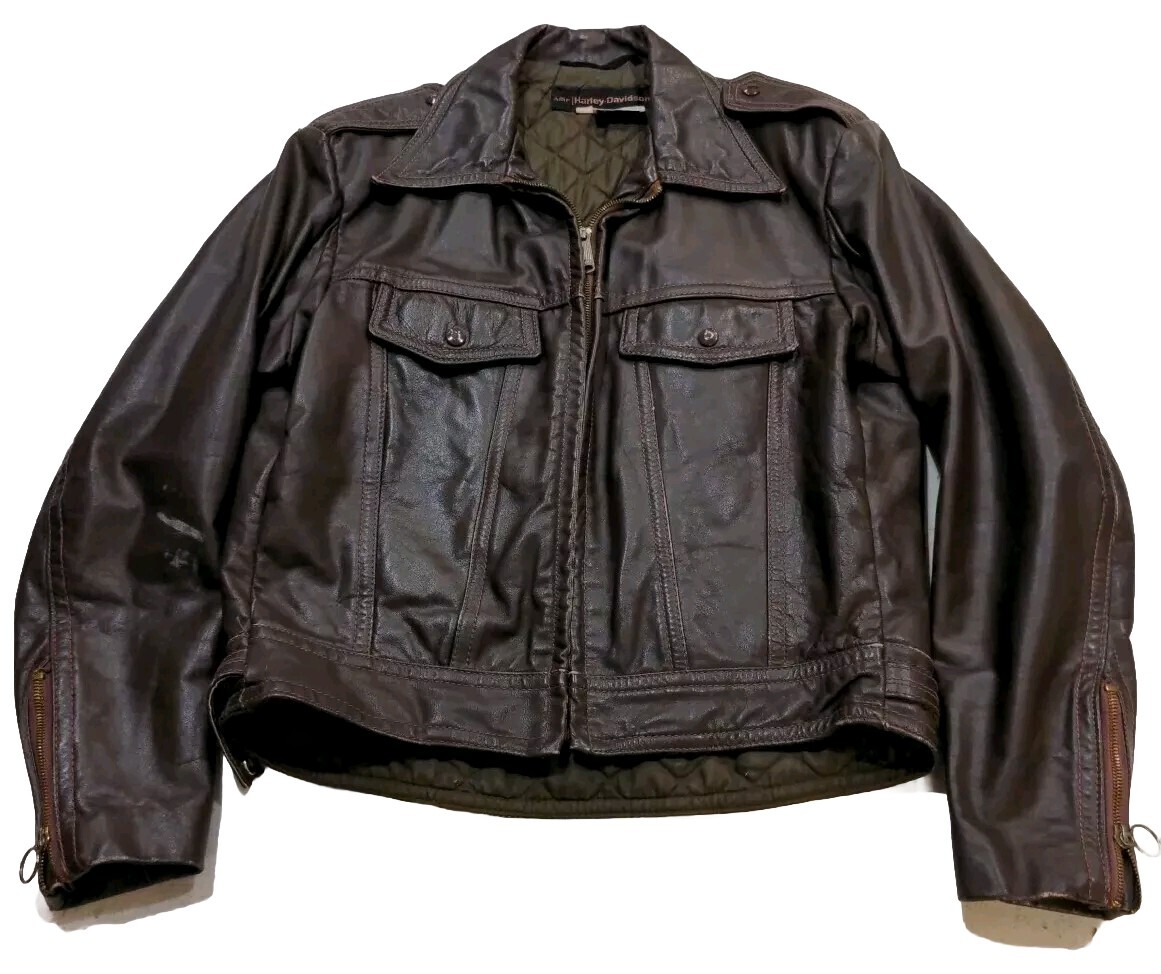 Vintage Harley Davidson AMF Leather Jacket Size 42 Quilted Lining 