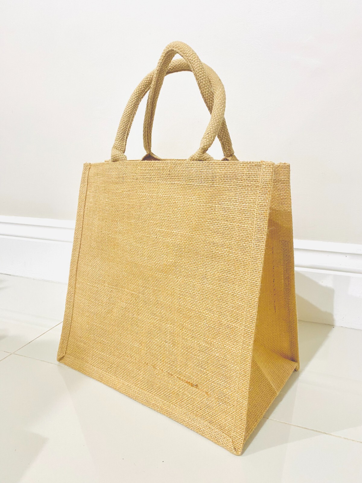 3 x Jute Hessian Medium Luxury Plain Shopping Bags Shopper Reusable Eco