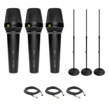 Lewitt MTP-250-DM Mics x3 with Round Base Stands XLR Cables
