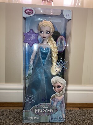 FROZEN ELSA SELTENE ORIGINALVERÖFFENTLICHUNG 17 ZOLL LEUCHTEN UND SINGEN PUPPE DISNEY STORE