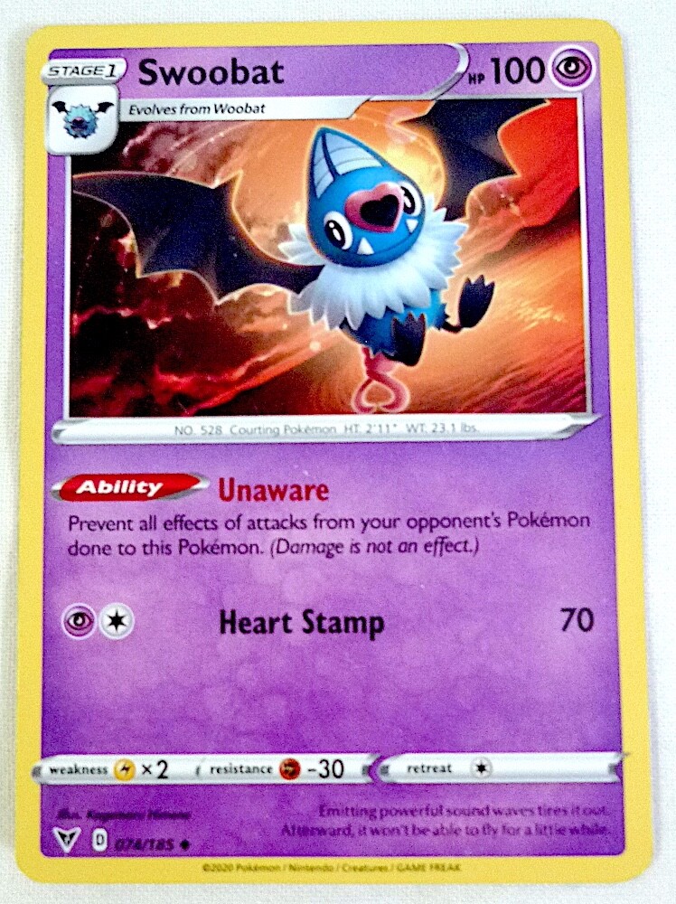 Pokémon Swoobat Trading Card 074/185