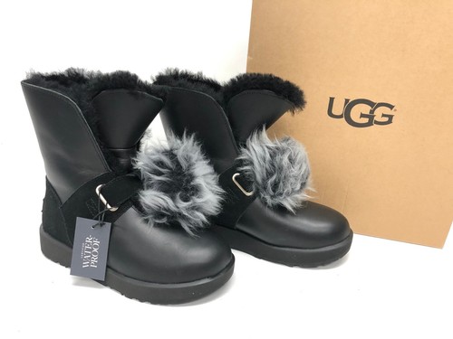 UGG Australia ISLEY WATERPROOF LEATHER POM POM Boots Chestnut Port Black 1018605 - Picture 18 of 41