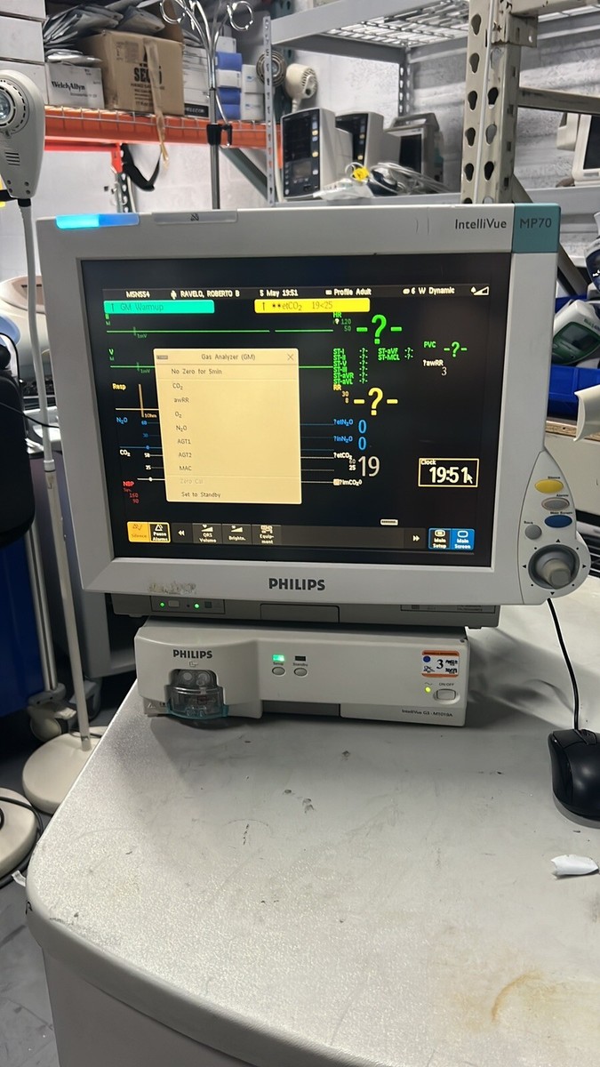 PHILIPS INTELLIVUE MP70 ANESTHESIA MONITOR WITH GASES MODULE ECG