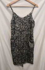 Collective Concepts Shift Dress Sz Small Black White Spaghetti Strap Sleeveless
