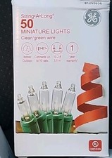 GE String A Long 50 Clear Mini Lights with Green Wire Cord Christmas