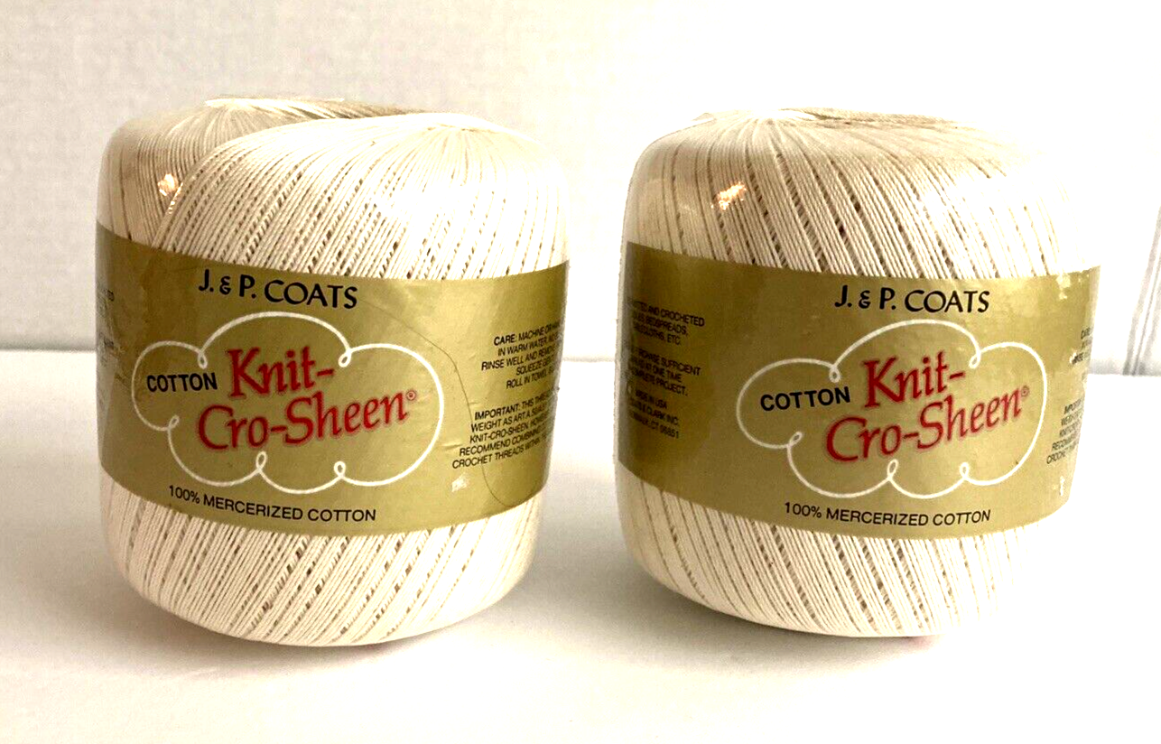 J & P Coats Knit Cro Sheen Crochet Thread Ecru 100 Mercerized Cotton Lot of 2 eBay