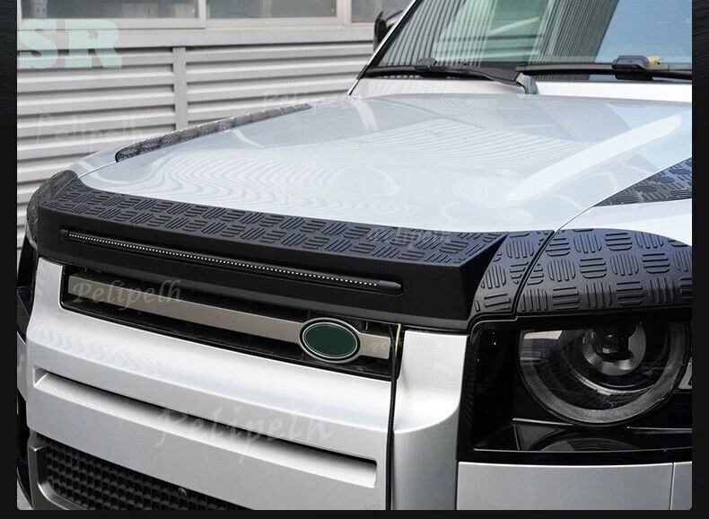 Kit de cubierta de capó delantero negro con luces LED para Land Rover Defender 2020-2025 Foto 2 de 4