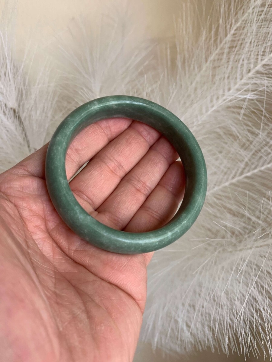 Beautiful Dark Green Real Jade Bangle Bracelet Good Fortune Wealth