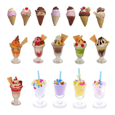 Miniatur Eiscreme Eistüte Eisbecher 2-4cm Deko Lebensmittel Süßigkeiten, Wichtel
