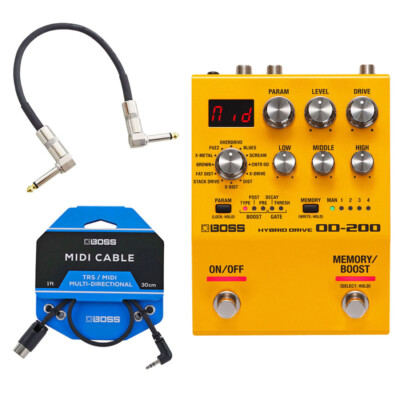 Boss OD-200 Hybrid Drive + BMIDI-1-35 + Patchkabel