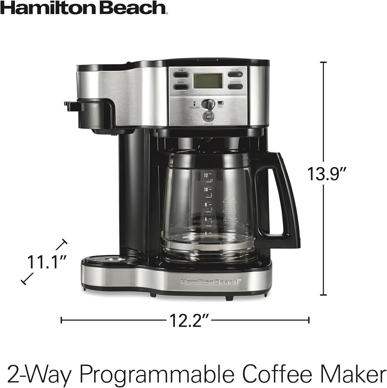 Hamilton Beach 49980RG 2-Way Programmable Coffee Maker 12 Cup & Single Serve