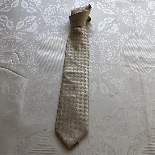 DKNY Donna Karan New York Men’s Ivory Neck-Tie Classic Size Textured 100% Silk