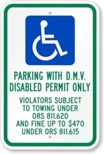Ada Handicap Reserved Parking Aluminum Weatherproof 8" x 12" Sign p00256