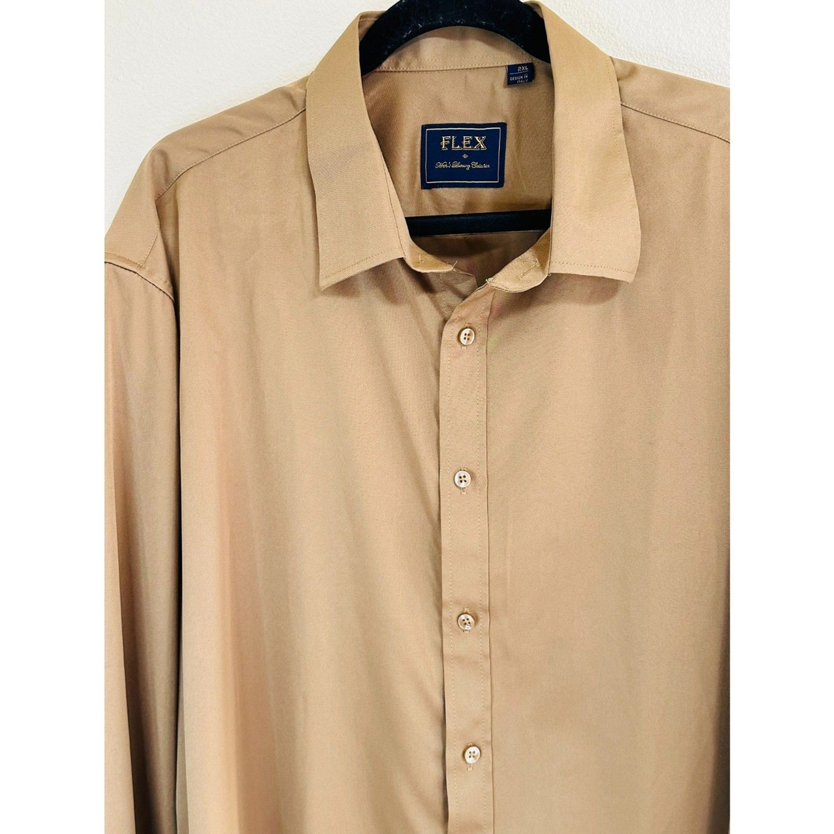 Flex Men's Luxury Collection Italian Long Sleeve Button Up Shirt, Size 2XL