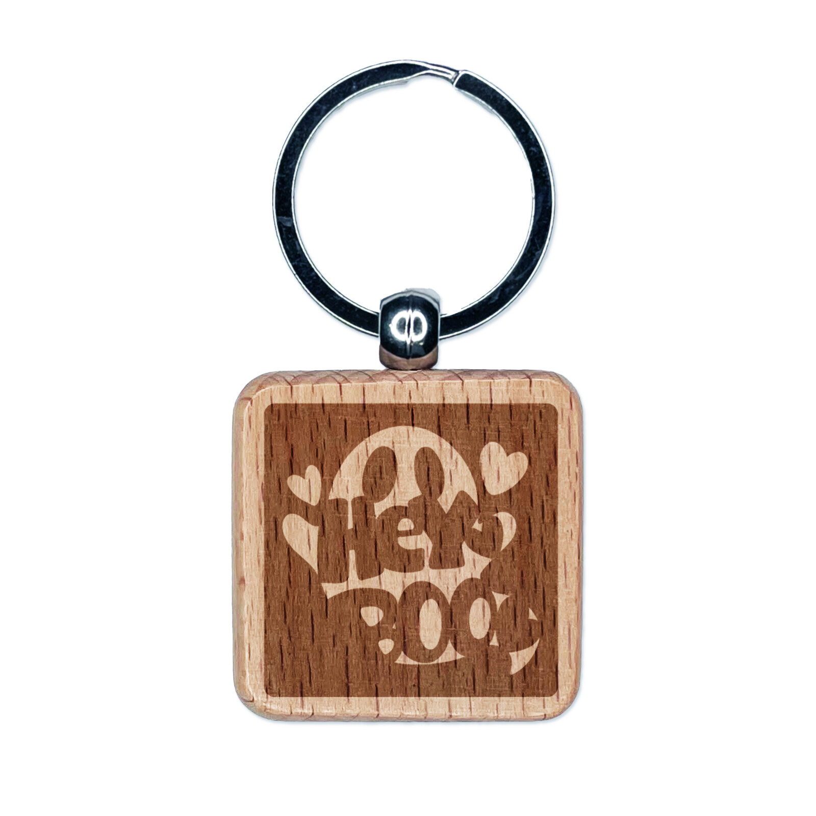 Hey Boo Ghost Halloween Engraved Wood Square Keychain Tag Charm