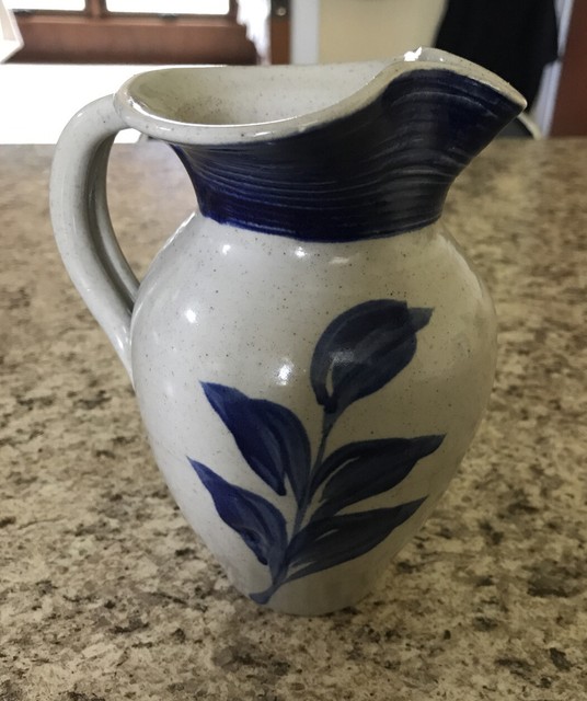 WPF Williamsburg Pottery Factory Creamer Pitcher With Flower Design