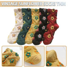 5 Pairs Embroidered Floral Vintage Winter Cute Cotton Socks For Women Ladies