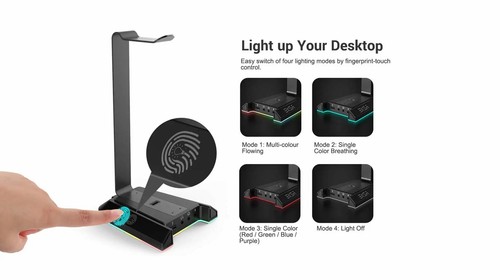 Kopfhörer Ständer RGB Headset Halterung Kopfhörer Ohrhörer Halter mit USB Typ-C - Bild 6 von 6