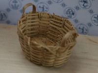 Wicker Basket Oval Shaped With Handles, Miniature, Dolls House Accessory Wicker Basket Oval Shaped With Handles, Miniature, Dolls House Accessory