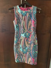 Tommy Hilfiger Multicolor Paisley Scuba Sleeveless Sheath Dress Women’s 4 Pink