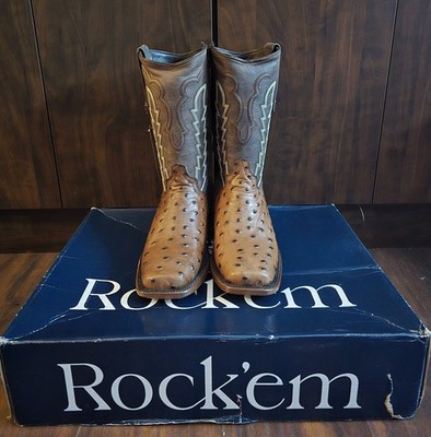 Rock'em Men Boots | IMIT. Avestruz Cafe Con Cierra | Brand New | Men Size 7.5
