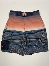 Wonder Nation Boys Striped Swim Shorts Blue/Pink/White XS4-5 Elastic