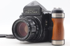 MINT w/Grip Pentax 6x7 67 TTL M/Up Film Camera SMC T 105mm F2.4 Lens From JAPAN