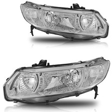 Pair Headlights For 2006-2011 Honda Civic Coupe 2-door Chrome Headlamps Lhrh Pair Headlights For 2006-2011 Honda Civic Coupe 2-door Chrome Headlamps Lhrh