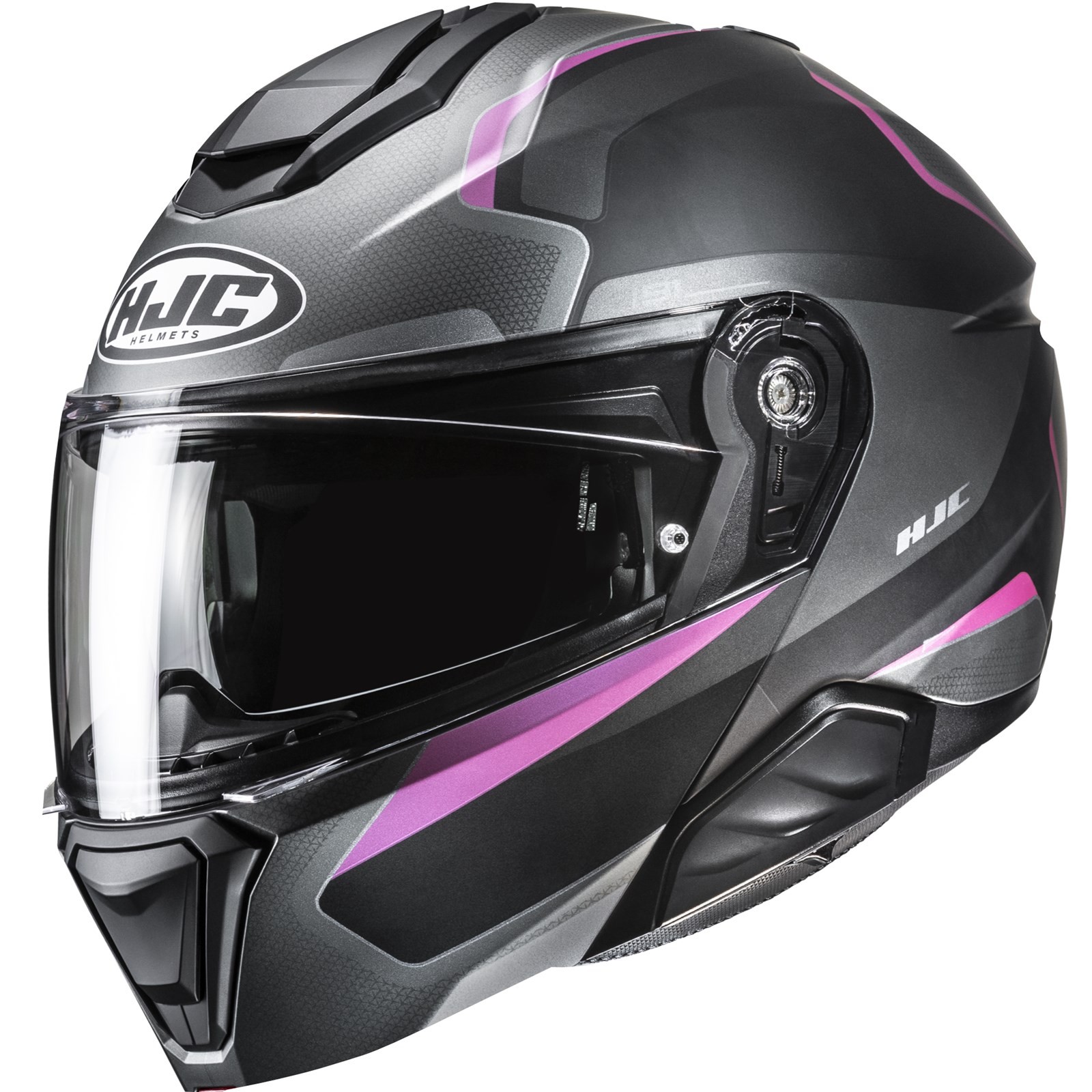 Motorcycle Helmet S - HJC I91 Felio - Touring Flip-Up Helmet Black-Pink Matte