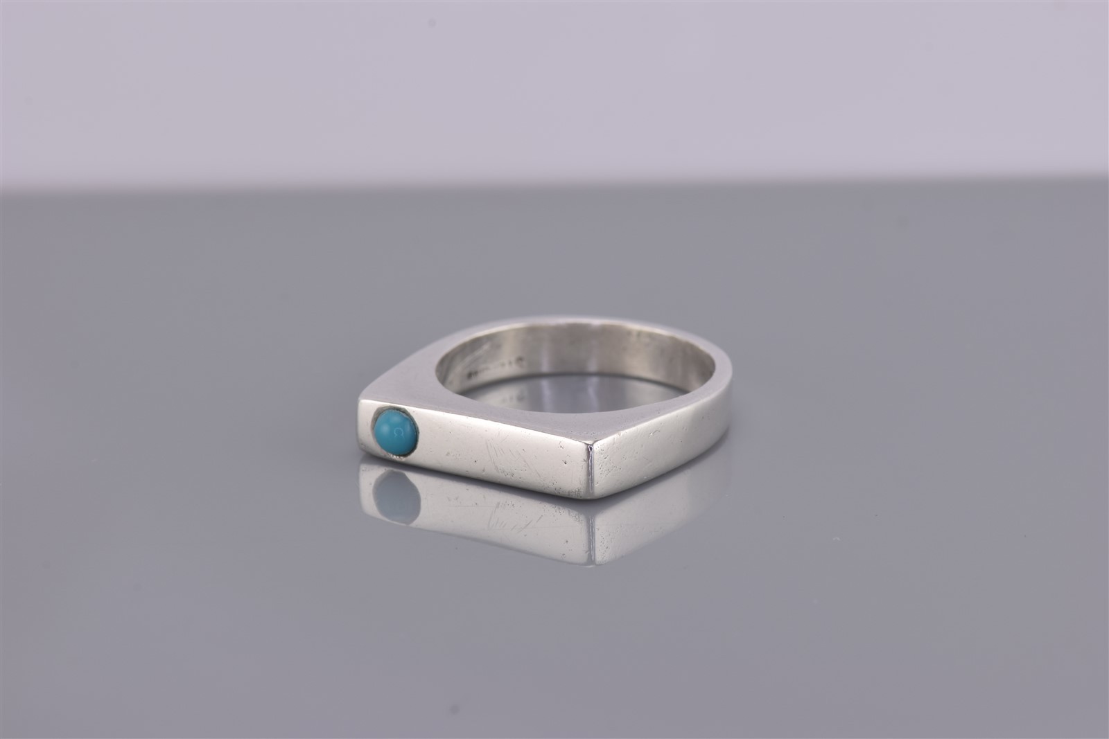 Sterling Silver 4mm Solid Offset Blue Turquoise F… - image 6