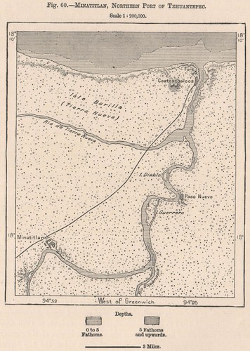 Minatitlan, Northern Port of Tehuantepec. Coatzacoalcos. Mexico 1885 old map