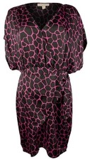 Michael Kors Women's Plus Size Giraffe Flutter Faux Wrap Dress 2X