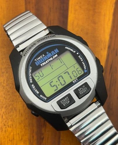Vintage Timex Ironman Triathlon Watch Men 2003 Digital LCD 43mm New Battery