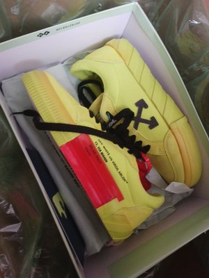 off white sneakers, 2013 virgil vulc low, neon yellow. Size 7.5 all original
