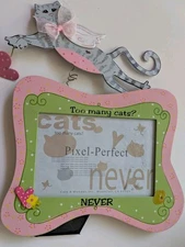 Metal Art Cat Frame Too Many Cats? NEVER! Picture Photo Whimsical cat lover gift