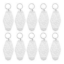 Vintage Motel Keychain, 10 Pack Blank Hotel Key Tag, Clear White with Spots