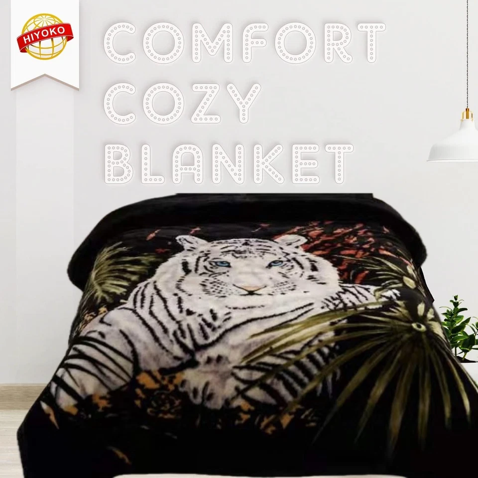 Manta Tigre Blanca 5.3 Lbs Talla Queen Pesada Gruesa Cálida para Familiares y Amigos - Foto 2 de 4