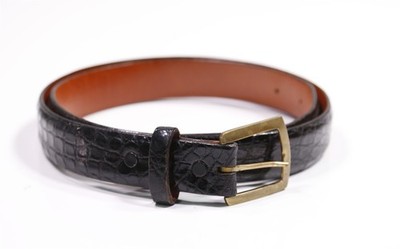 Douglas Magnus Vintage Santa Fe Genuine Alligator Brass Buckle Belt 35