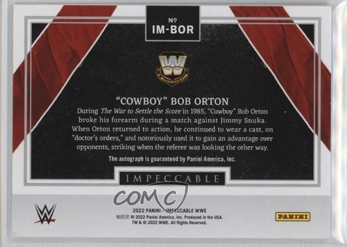 Tinta inmortal Panini Impeccable WWE 2022/99 Cowboy Bob Orton #IM-BOR Auto - Imagen 2 de 3